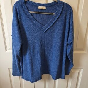 Zenana Blue V-Neck Women's Sweater
